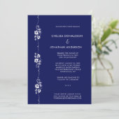 Modern Chic Minimal White Floral Navy Blue Wedding 案内状 (スタンド正面)