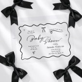 Modern Chic Minimalist Black White Bow Baby Shower 招待状