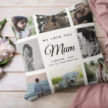 Modern Chic Mother's Day Mum Family Photo Collage クッション<br><div class="desc">We love you, Mum: For the Best Mom Ever in your life a modern, trendy Instagram family photo collage throw pillow with modern script typography and your personal name and message. A perfect photo gift for mom from daughter, unique valentine's day surprise or parent photo gift with family pictures of...</div>