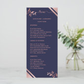 Modern Chic Navy Blue Wedding Menu with Guest Name メニュー (スタンド正面)