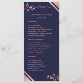 Modern Chic Navy Blue Wedding Menu with Guest Name メニュー (正面)
