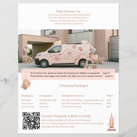 Modern Chic Professional House Cleaning Marketing チラシ (裏面)