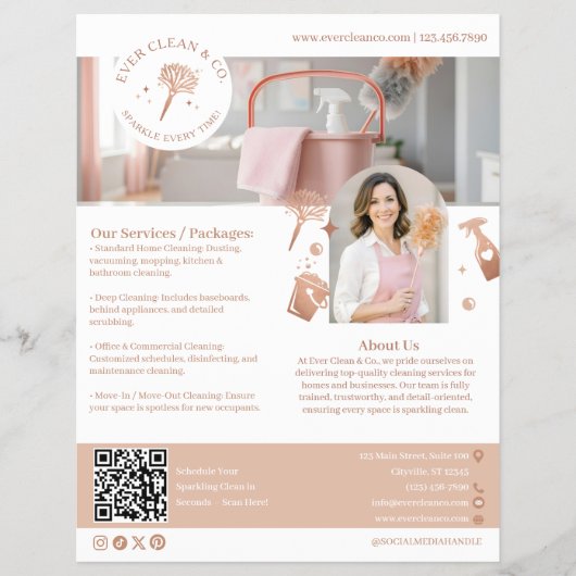 Modern Chic Professional House Cleaning Marketing チラシ (正面)