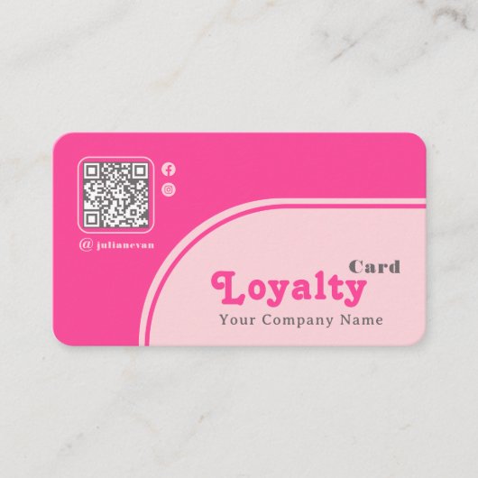 Modern Chic Retro Groovy Pink Loyalty Card 名刺 (正面)