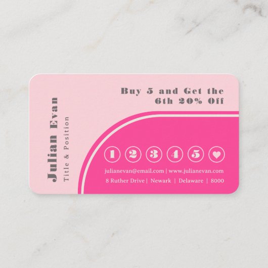 Modern Chic Retro Groovy Pink Loyalty Card 名刺 (裏面)