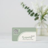 Modern Chic Retro Groovy Sage Green Loyalty Card 名刺 (スタンド正面)