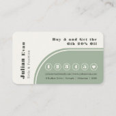 Modern Chic Retro Groovy Sage Green Loyalty Card 名刺 (裏面)