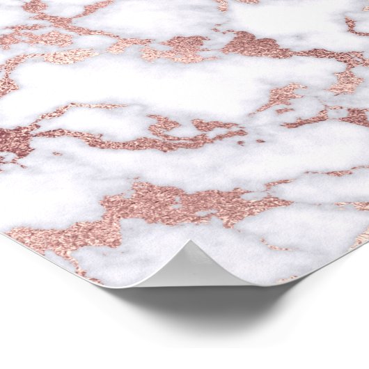 Modern Chic Rose Gold White Marble Stone Pattern ポスター (角)