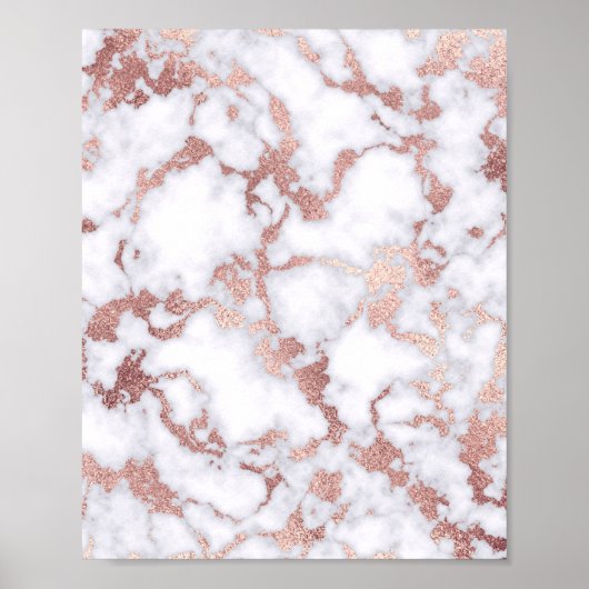 Modern Chic Rose Gold White Marble Stone Pattern ポスター (正面)