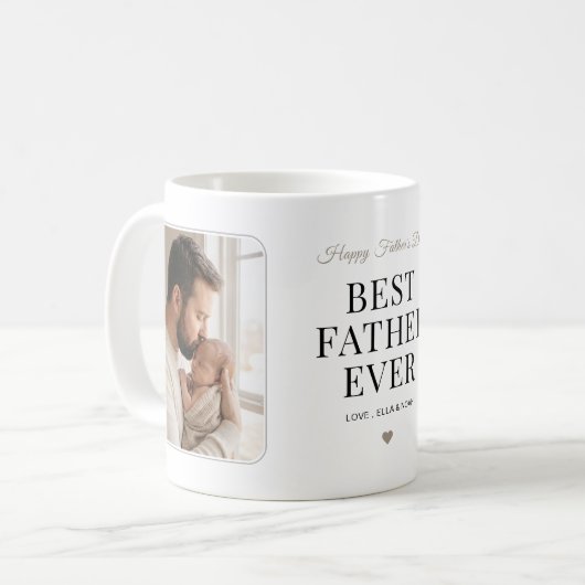 Modern Chic Script Best Father Ever Photo コーヒーマグカップ (正面左)