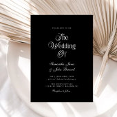 Modern Chic Script Black Elegant Wedding  招待状