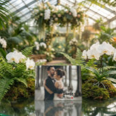 Modern Chic Script Love Heart Wedding Photo サンキューカード