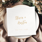 Modern Chic Script Minimalist Wedding 箔ナプキン