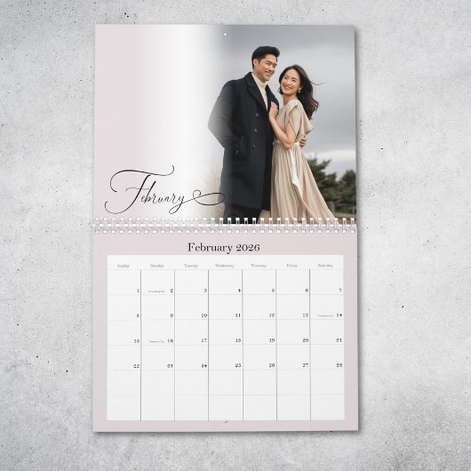 Modern Chic Script Newlywed Pink Photo Calendar カレンダー