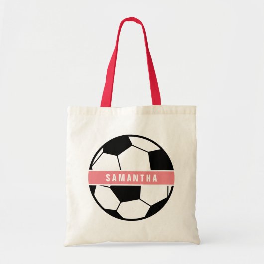 Modern Chic Soccer Ball Girly Pink Sports Monogram トートバッグ (正面)