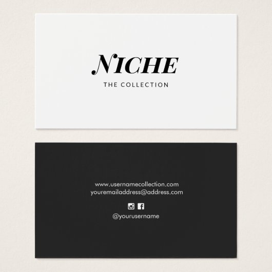 Modern Chic Stylish Black White Typography (正面&裏面)