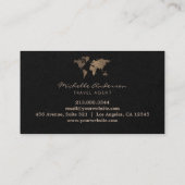 Modern Chic Travel Agent World Map Gold glitter 名刺 (裏面)