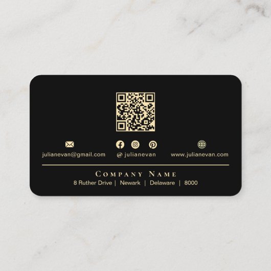 Modern Chic Trendy Black & Gold Professional 名刺 (裏面)