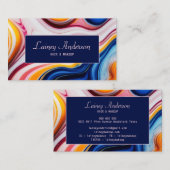 Modern chic Trendy yellow pink blue faux marble 名刺 (正面/裏面)