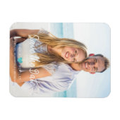 Modern Chic Turquoise Heart Photo Couple Save Date マグネット (横)