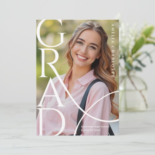 Modern Chic Typography Graduation Photo 案内状 (スタンド正面)