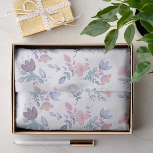 Modern Chic Watercolor Blue Hydrangeas Floral   薄葉紙 (ギフト)