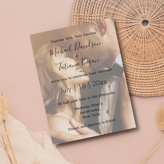 modern chic wedding day photo overlay Invitation インビテーションポストカード