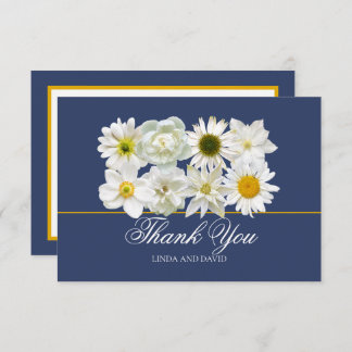 Modern Chic White Flower Bridal Shower Thank You サンキューカード