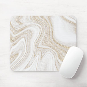 Modern chic white marble gold glitter マウスパッド