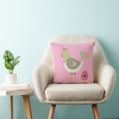 Modern Chicken & Egg Art Throw Pillow – Pink クッション (椅子)