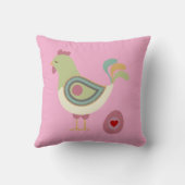 Modern Chicken & Egg Art Throw Pillow – Pink クッション (裏面)