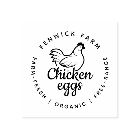 Modern Chicken Egg Farm Custom Small Business Logo ラバースタンプ (インプリント)