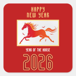Modern Chinese Horse New Year 2026  スクエアシール