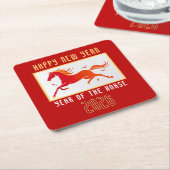 Modern Chinese Horse New Year 2026  スクエアペーパーコースター (アングル)