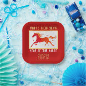 Modern Chinese Horse New Year 2026  ペーパープレート (パーティー)