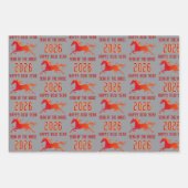 Modern Chinese Horse New Year 2026 ラッピングペーパーシート (正面2)