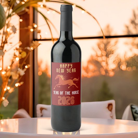 Modern Chinese Horse New Year 2026  ワインラベル