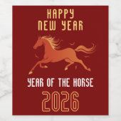 Modern Chinese Horse New Year 2026  ワインラベル (シングルラベル)