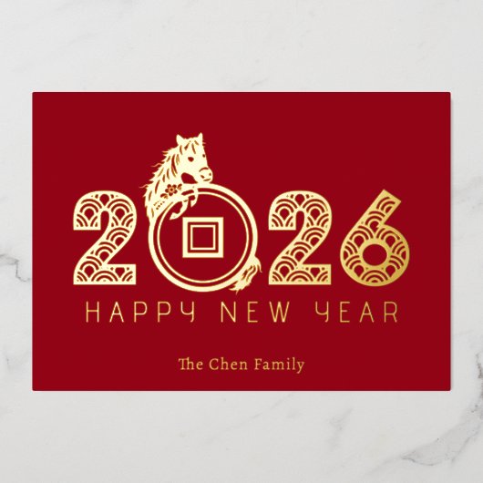 Modern Chinese Lunar New Year of Horse 2026 箔シーズンカード (正面)