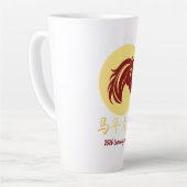 Modern Chinese New Year Horse Gold Red カフェラテマグ (左アングル)