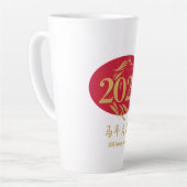 Modern Chinese New Year Horse Head Red Gold カフェラテマグ (左アングル)