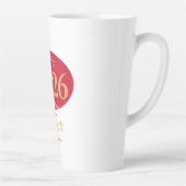 Modern Chinese New Year Horse Head Red Gold カフェラテマグ (右)