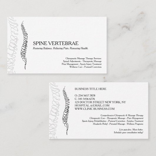 Modern Chiropractic Massage Therapy 名刺 (正面/裏面)