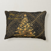 Modern, Chrismas Tree, Black Gold Cross Pattern  アクセントクッション (裏面)