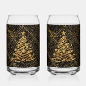 Modern, Chrismas Tree, Black Gold Cross Pattern ガラス缶 (裏面)
