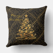 Modern, Chrismas Tree, Black Gold Cross Pattern クッション (裏面)
