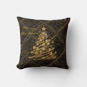 Modern, Chrismas Tree, Black Gold Cross Pattern  クッション (正面)