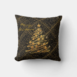 Modern, Chrismas Tree, Black Gold Cross Pattern  クッション