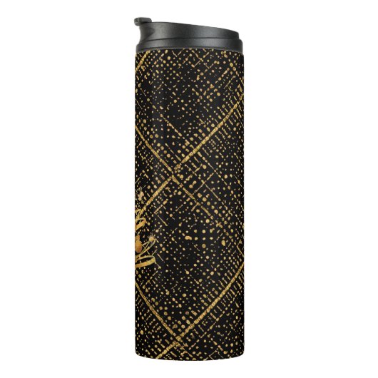 Modern, Chrismas Tree, Black Gold Cross Pattern  タンブラー (回転右)