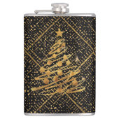 Modern, Chrismas Tree, Black Gold Cross Pattern  フラスク (正面)